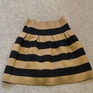 Elegant Textured Black and Tan A-Line Skirt